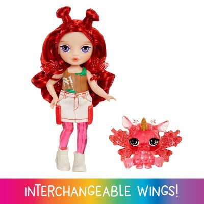 Rainbow High Littles Rainbow Fantasy Fairies + Pet - Apple, Red 5.5" Small Doll & Fantasy Deer