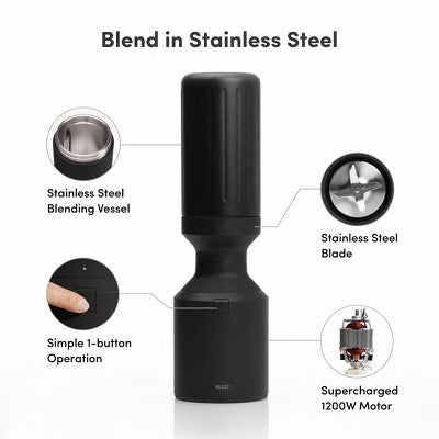 Beast Health Mega 1200 Stainless Steel Blender Carbon Black