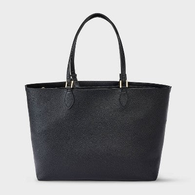Dual Strap Triple Compartment Tote Bag - A New Day Black
