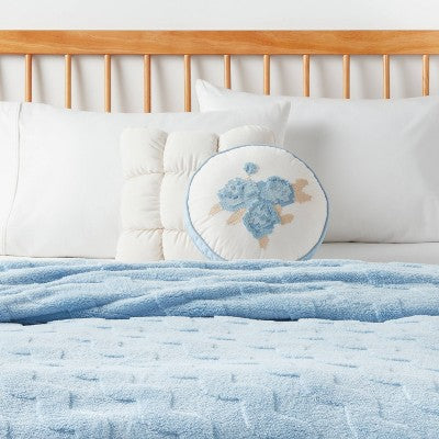 Flower Round Decorative Throw Pillow Light Blue - Room Essentials