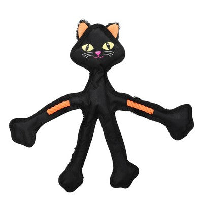 Multipet Skelerope Black Cat Interactive Plush Dog Toy - Black