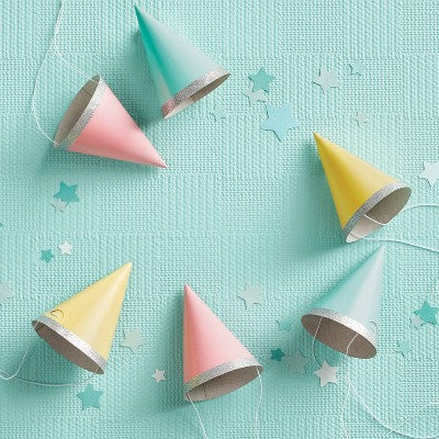 10ct 4" Glittered Party Hats Silver - Spritz