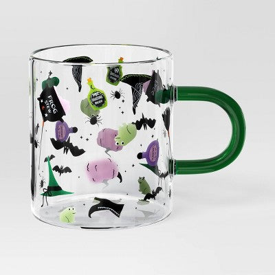 15.2 fl oz Glass Bat and Witch Hat Print Mug - Hyde and EEK! Boutique