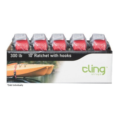 Cling 10' 300lbs Ratchet with Hooks