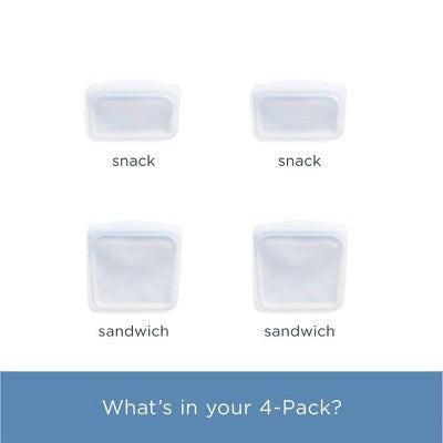stasher Premium Silicone Reusable Food Storage Bags Lunch Starter Kit - Clear - 4pk
