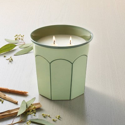 Arch Embossed Ceramic Eucalyptus and Santal Jar Candle Green 12oz - Hearth & Hand with Magnolia