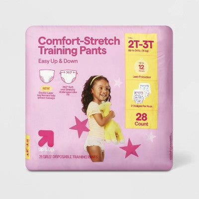 Girls' Disposable Training Pants - 2T-3T - 28ct - up&up