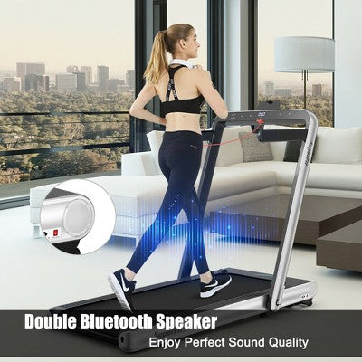 Costway 4.75HP 2 In 1 Folding Treadmill W/Remote APP Control Silver (LOCAL PICKUP ONLY)