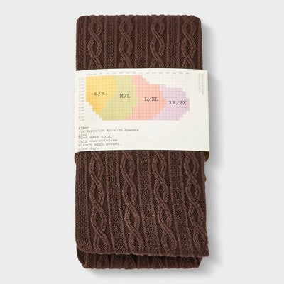 Women's Spaced Cable Sweater Tights - A New Day Foraging Brown M/L