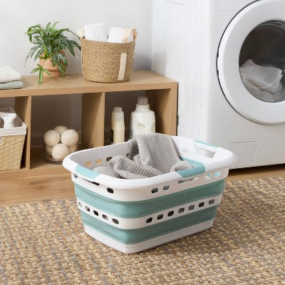 47.6L Collapsible Laundry Hamper Aqua - Brightroom (LOCAL PICKUP ONLY)