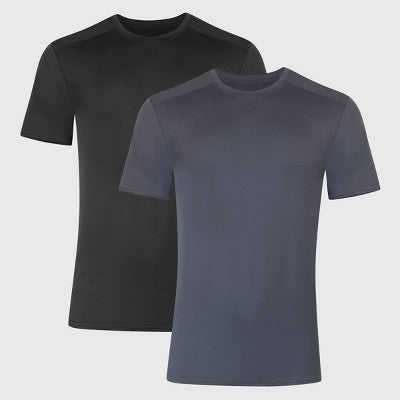 Hanes Premium Men's 2pk Move Breathable Mesh Crew Neck T-Shirt X-Temp - Black XL: Moisture Wicking, Quick Dry, 4-Way Stretch, Tagless