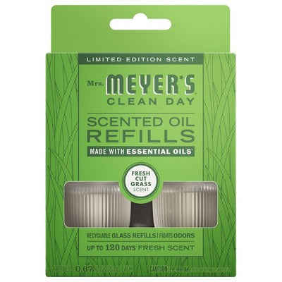 Mrs. Meyer's Clean Day Plug Scent Oil Air Freshener Refills Fresh Cut Grass - 0.67oz/2pk