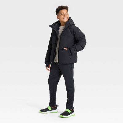 Boys' Puffer Hooded Jacket - All In Motion Black S