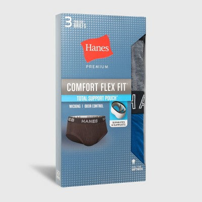 Hanes Premium Men's 3pk Briefs - Gray/Blue/Black XL