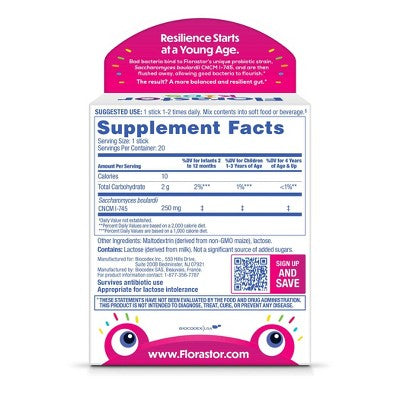 Florastor Kids' Digestive Probiotic Easy-To-Mix Powder - 20ct