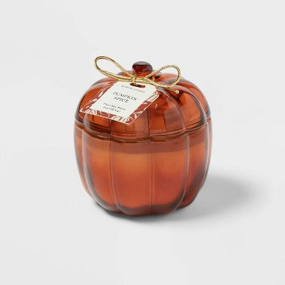 4oz Small Glass Figural Pumpkin Spice Candle Orange - Threshold