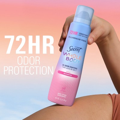 Secret Whole Body Deodorant Spray - Rosewater - 3.5oz