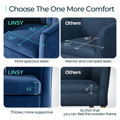 LINSY HOME Swivel Accent Chair Ottoman Set, Velvet Small Barrel Chair with Foot Rest Blue 27.4'' x 25.6'' x 26'' (LOCAL PICKUP ONLY)