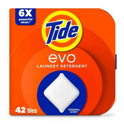 Tide EVO Original Laundry Detergent Tablets - 42ct: Box, Odor Control, Cold Water Detergent, Dye-Free