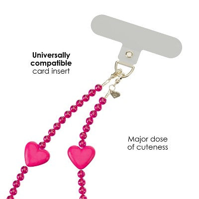 VELVET CAVIAR Phone Charm - Hot Pink Heart: Cell Phone Wristlet Accessory