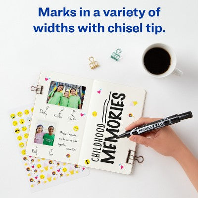 Avery® Marks A Lot® Permanent Markers, Large Desk-Style Size, Chisel Tip, 12 Black Markers (98028)