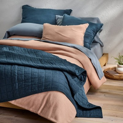King Euro Heavyweight Linen Blend Decorative Throw Pillow Dark Mineral Blue - Casaluna (LOCAL PICKUP ONLY)