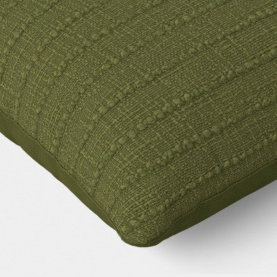 14"x20" Solid Textural Woven Lumbar Pillow Dark Green - Threshold