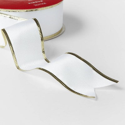 2" Woven Christmas Ribbon White 75ft - Wondershop