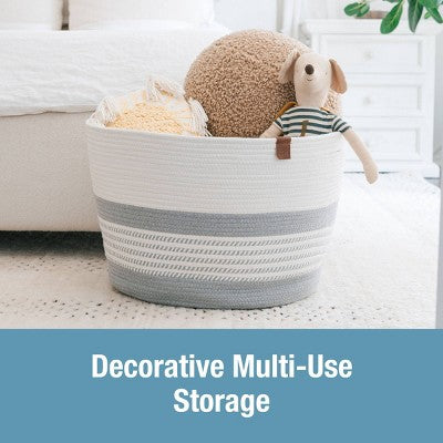 CleverMade XL Rope Basket Stone Gray