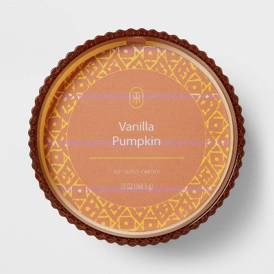 2 Wick Ribbed Glass Vanilla Pumpkin Candle 13oz - Threshold