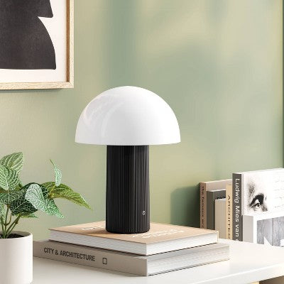 Portable Cordless Mushroom Table Lamp with Rechargeable Battery (Includes LED Light Bulb) Black - Room Essentials