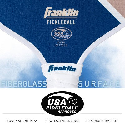Franklin Sports 2 Player Poly Paddle with Ball Set - Blue/Tan: Pickleball Equipment