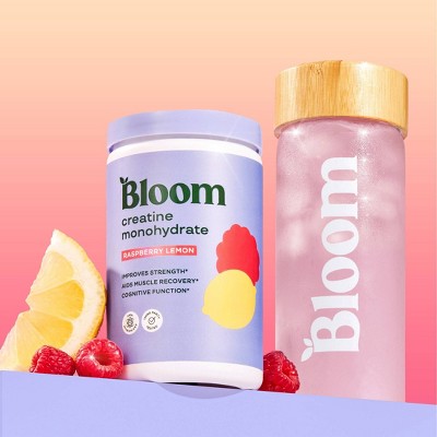 BLOOM NUTRITION Creatine Monohydrate Supplement Vegan Powder - Raspberry Lemon - 9oz/40 Servings