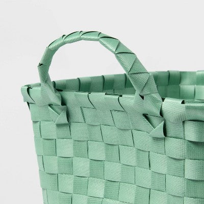 Woven Plastic Basket Small Green - Brightroom