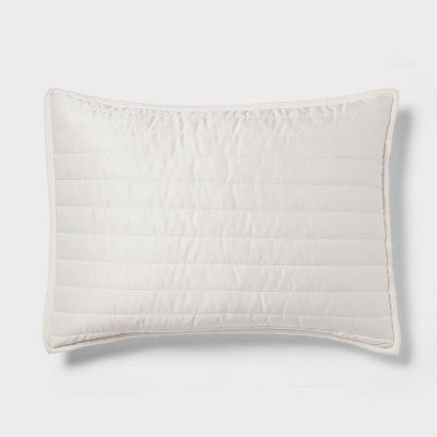 Standard Satin Quilt Sham Ivory - Room Essentials: OEKO-TEX Certified, Recycled Polyester, Machine Washable