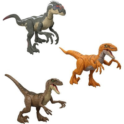 Jurassic World Jurassic Park I II and III Velociraptor Trilogy Set, 3 Action Figures with Attack