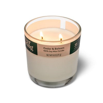 2-Wick Cedar & Balsam 100% Soy Wax Candle - 8oz - Everspring