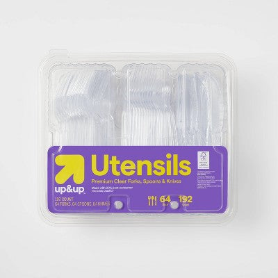 Premium Plastic Forks, Spoons and Knives - 192ct - up&up