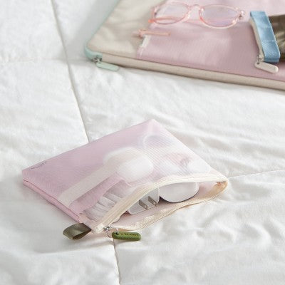 U Brands 2pk 7"x5.8" and 4.2"x4.2" Micro Mesh Stash Pouch Dusty Rose/Olive