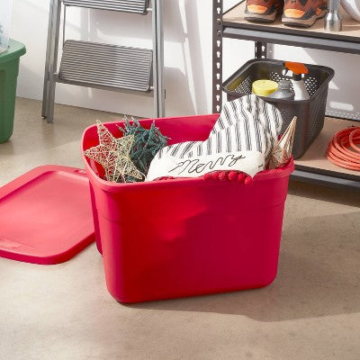 18gal NonLatching Christmas Tote Red - Brightroom (LOCAL PICKUP ONLY)