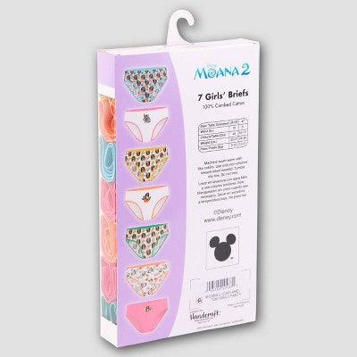 Toddler Girls' Disney Moana Briefs - 4T: Cotton Jersey Underwear, Classic Patterns, 7-Pack
