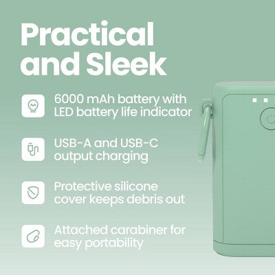 GEMS Portable Outdoor 6000mAh Power Bank - Sage Green