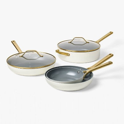 12pc Nonstick Ceramic Coated Aluminum Cookware Set with Champagne Handle - Figmint (LOCAL PICKUP ONLY)