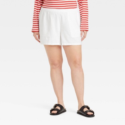 Women's Mid-Rise Linen Pull-On Shorts -Universal Thread White XXL