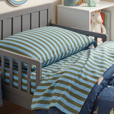 Toddler Striped Kids' Cotton Sheet Set Blue/Green - Pillowfort