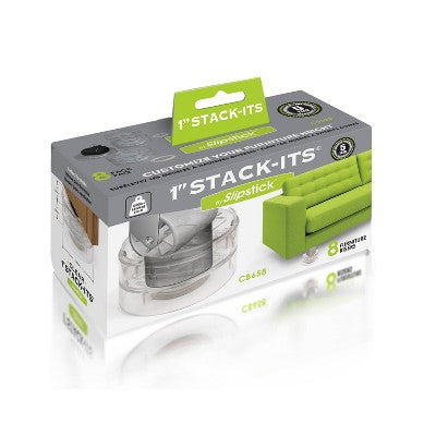 Slipstick Stack-Its 1" tall Clear Stackable Furniture and Chair Riser 3.5" Round: Floor Care Accessories, 8 Pack