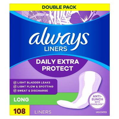Always Dailies Xtra Protection Long Unscented Pantiliners - 54CT