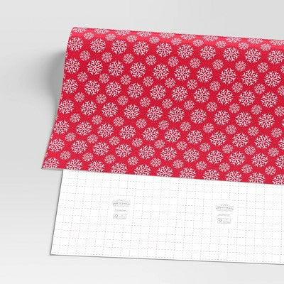 40" 220 sq ft Christmas Roll Wrap White Snowflakes on Red - Wondershop (LOCAL PICKUP ONLY)