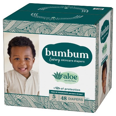 bumbum Luxury Skincare Disposable Diapers - Size 5 - 48ct