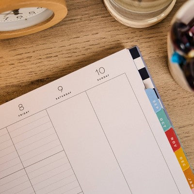 Happy Brands Organized July 2025 - June 2026 Weekly/Monthly Planner 9.37"x11.12" Multicolor Cool Brights